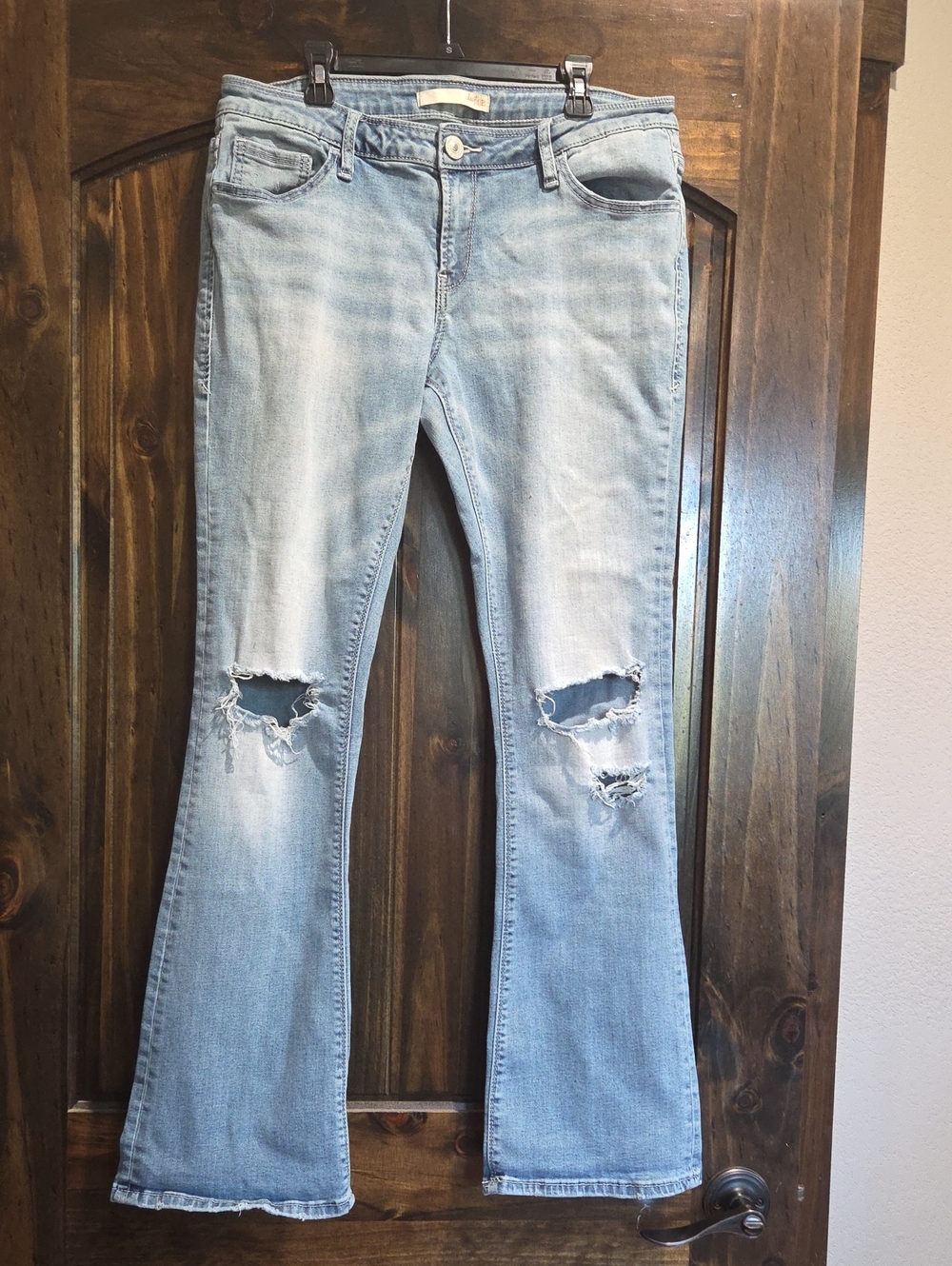 Daytrip Lynx Kick Boot Light Blue Distressed Flare Jeans